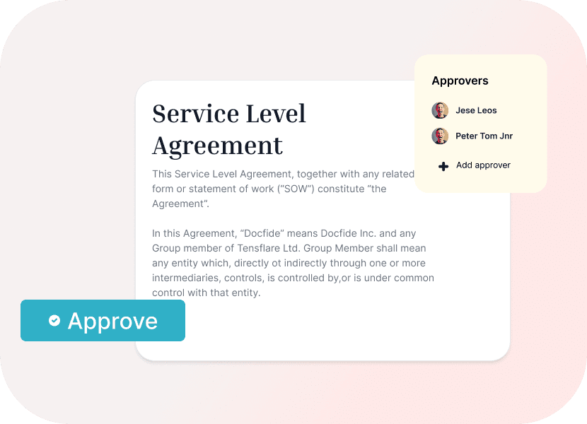 Product screenshot for the approve tab